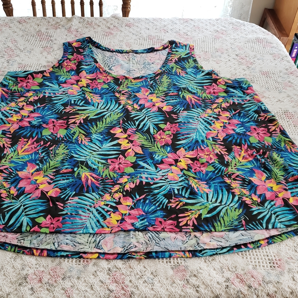 Woman Within Vibrant Floral Tank Top - Multicolor